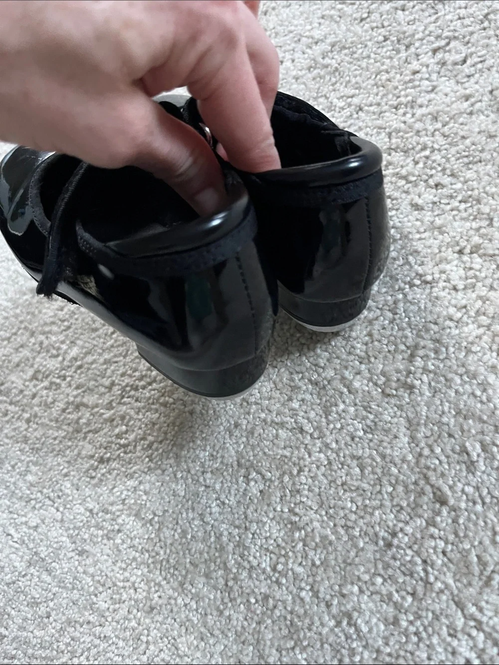 Stelle Girls' Black Patent Mary Jane Dance Tap Shoes with Velcro Strap Sz. 8